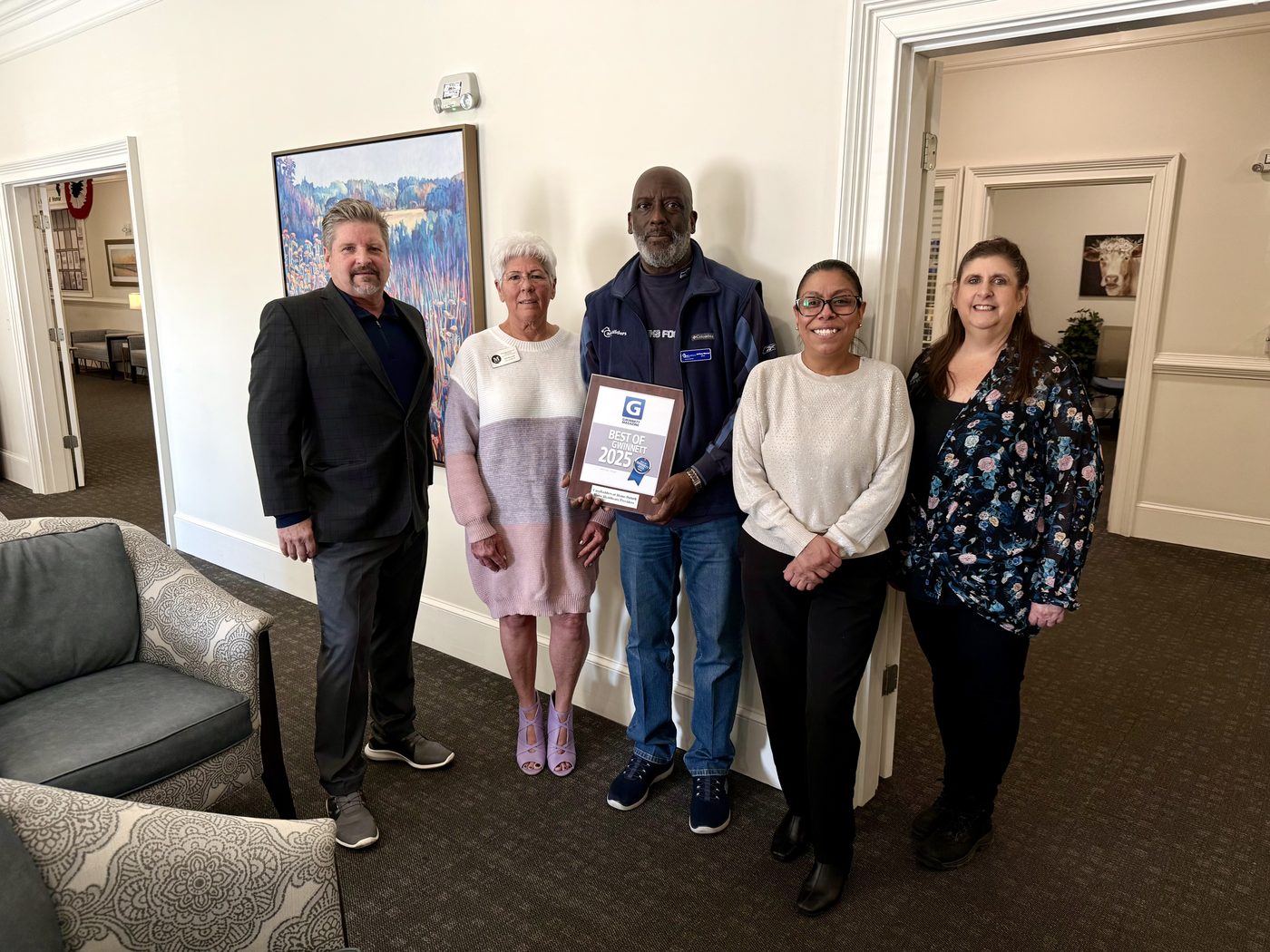The CareBuilders at Home Duluth team with the Best of Gwinnett 2025 award
